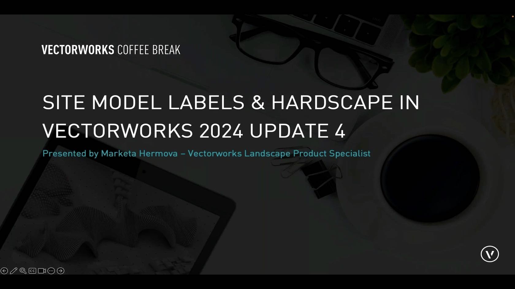 COFFEE BREAK SITE MODEL LABELS AND HARDSCAPE IN VECTORWORKS 2025